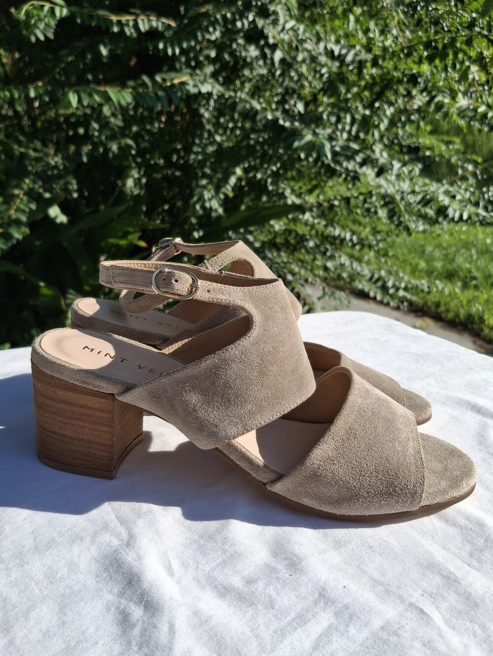 Mint Velvet Arna Natural Suede Cut Out Block Heel Round Toe Slingback Sandal 8.5 - Picture 10 of 10